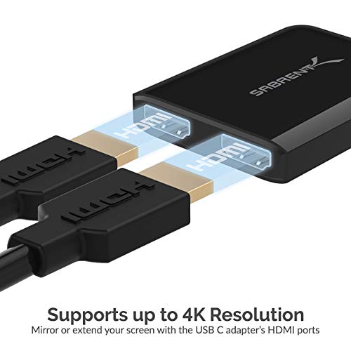 Sabrent Usb Type-C External Stereo Sound Adapter For Windows And Mac.+ Usb Type-C Dual Hdmi Adapter #TOP4