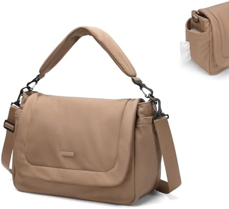 GOLF QUALITY 22L Puffer Diaper Bag Tote,Large Capacity Baby Diaper Tote Travel Bags Crossbody Hospital Bag for mom,Champagne Brown