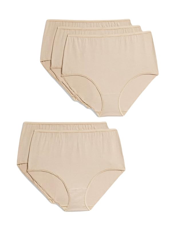 Image of Marks & Spencer Womens Cotton Blend Solid High Rise Full Briefs (Pack of 5)