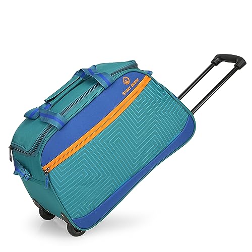 Image of Stony Brook by Nasher Miles Maze Polyester Cabin Small 52 cm Teal Blue Duffel Bag for Travel | Duffle Bag with Trolley
