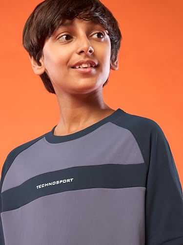 Image of TECHNOSPORT Boy's Polyester Slim Fit Crew Neck Half Sleeve T-Shirt with Technocool+, Anti Microbial Propeties for Sports and Regular Use
