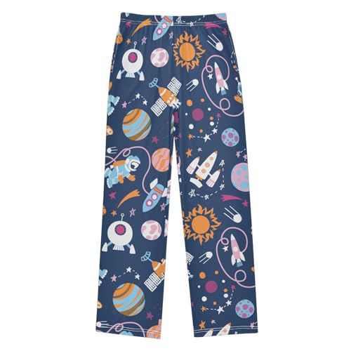 ZZXXB Astronaut Planet Boys Long Pants Soft Trousers Elastic Waist Kids Lounge Bottoms with Pockets S-XL
