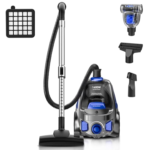 PKUYIE Canister Vacuum Cleaner, 32Kpa 1600W Bagless Vacuum Cleaner, Dust ...