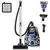 Canister vacuum cleaner 32kpa 1600w bagless vacuum cleaner dust full indicator h13 hepa filter 37qt large capacity lightweight vac for hard floors carpet pet upholstery blue  urban country home decor