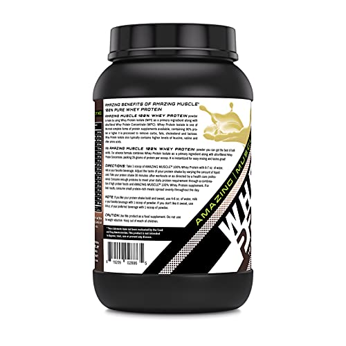 Amazing Muscle 100% Whey Protein Powder *Advanced Formula With Whey Protein Isolate As A Primary Ingredient Along With Ultra Filtered Whey Protein Concentrate (Coconut, 2 Lb) #TOP2