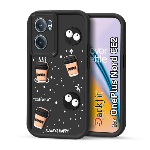 Image of Back Case Cover Compatible with OnePlus Nord CE 2 5G | Cute Fun Cartoon Ball 3D Coffee Silicone Case | Body Protection | Camera Protection | Shock Proof | Color Black | Pack of 1