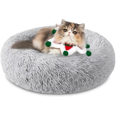 XSBAIHUO Grey Plush Cat Bed Cover
