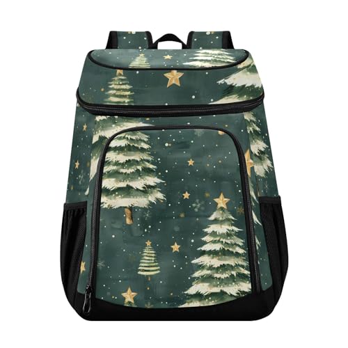 Winter Green Xmas Tree Cooler Backpack Cooler Insulated Leak Proof Lunch Backpack 36 Cans Waterproof Soft for Men Women Picnic Hiking Camping Beach