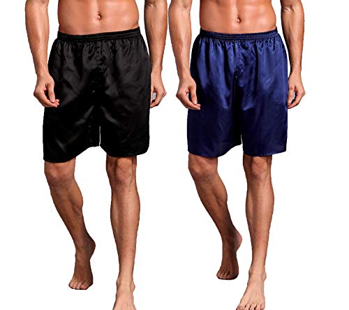 Men's Silky Satin Boxers Shorts Pajama Bottom Underwear Elastic Waist Boxer Briefs