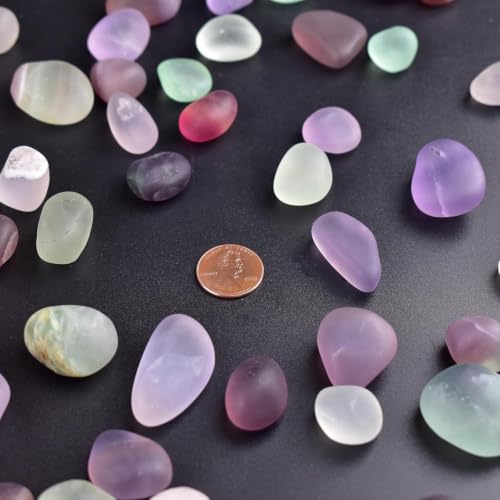 Image of Polished Stone Set Fluorite Crystals, 0.8 inch Handpicked Tumbled Gemstones Quartz Rocks, Pebbles for Reiki, Chakra, Healing, Home Decor