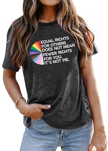 Pride Shirt Women Rainbow Graphic Shirt LGBT Equality Shirts Funny Love Wins Letter Print Tee Tops… X-Large