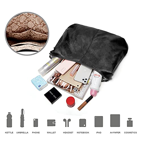 Bolsa feminina grande capacidade preta bolsa de compras couro PU macio sacolas grandes simples casua