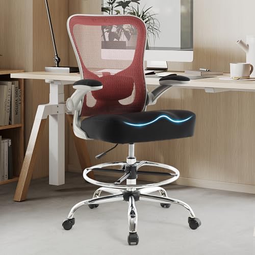 500LBS Ergonomic Drafting Chair Tall Office Chair for Counter Height