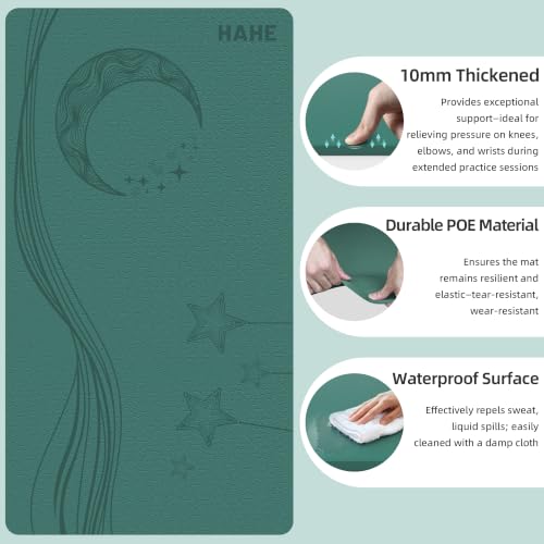Image of HAHE Extra Wide Yoga Mat, 72 inchx40 inchx0.4 inchThick, Large Exercise Mats