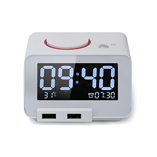 Digital Alarm Clock, Alarm Clock for Bedrooms,with Battery Backup and Snooze(White)