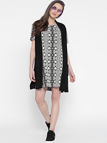 Image of Sera Women White & Black Printed A-Line Dress
