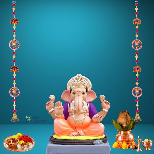 Image of Prapti Handicrafts Handmade Traditional Wall and Door Hanging for Home | Diwali Decor | Wedding and All Festival Decoration | Decorative Pooja Room (40 Inches Height - Pack of 2) (Style 1)