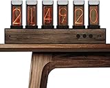 YUEZPKF Nixie Watch (North American Black Walnut Wood) Nixie Clock RGB Glow Tube 1600 Colours...