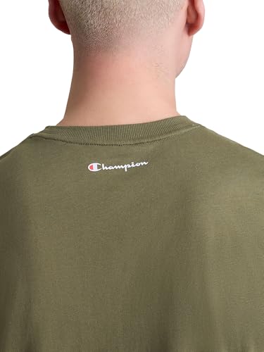 Image of Champion Men's Graphic Short Sleeve T-Shirt, Standard Fit, Classic Script Logo, Midweight 100% Cotton