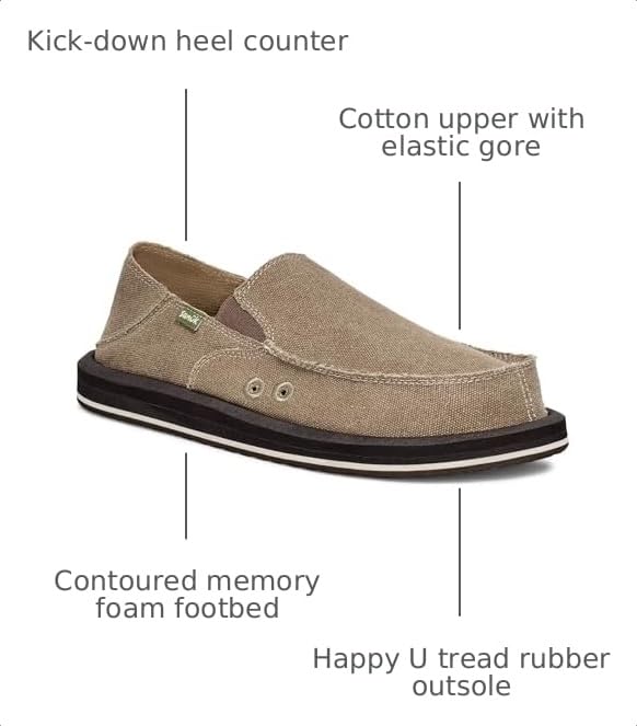 Image of Sanuk Mens Donny Loafers for Men | Mens Shoes | Slip On Shoes for Men | Men's Slip-on Loafers | Memory Foam Footbed