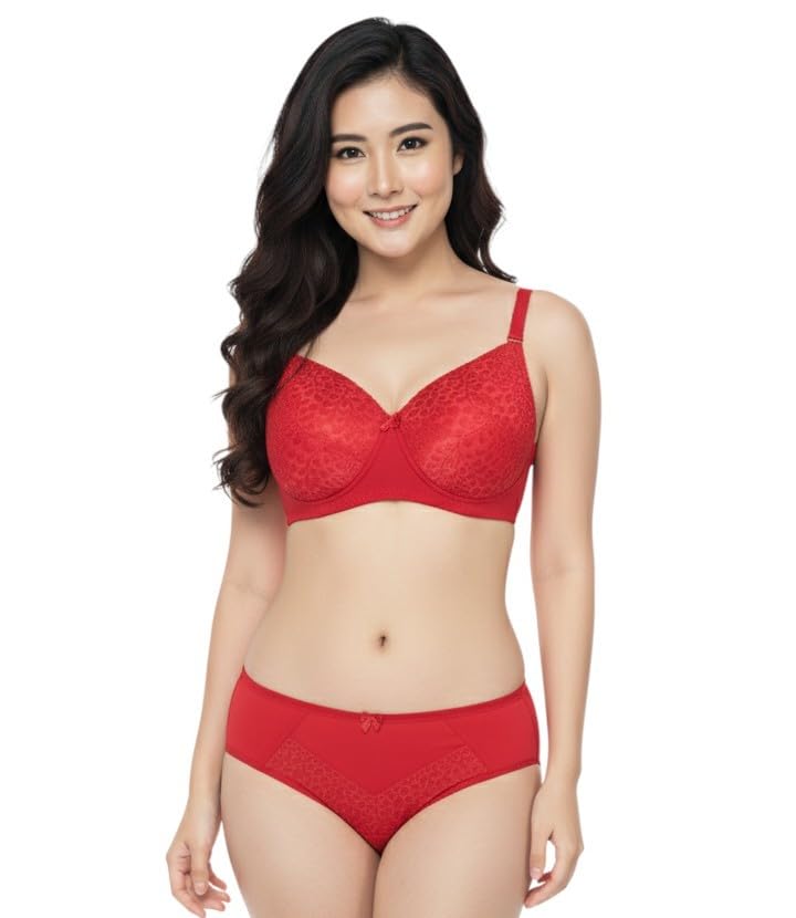 Image of Kinzie Elegant Floral Jacquard Lingerie Set, Grey Brown Maroon Bra and Brief, Comfortable Full Coverage Underwear Set, Padded Bra, Lingerie Set, Honeymoon Bikini Set,