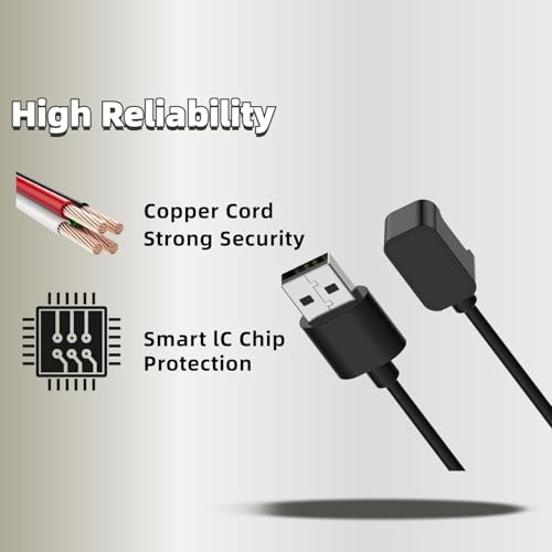 Image of Charger Cable Compatible with Samsung Galaxy Fit 3 USB-C Magnetic Replacement Charging Cable Cord Accessory - Replacement Charging Cable (Black, 100cm)
