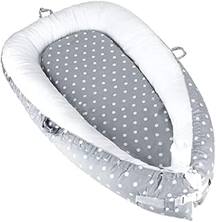 Luchild Baby Nest for Newborn and Babies, Baby Pod Cocoon Double Sided, Baby Bassinet for Bed/Lounger/Nest/Pod/Cot Bed/Sleeping, Breathable & Portable (Round dot Gray)
