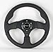 NRG Steering Wheel - 12 (Race) - 320mm (12.60 inches) - Black Leather / Black Spokes with Red Stitching - Part # ST-012R