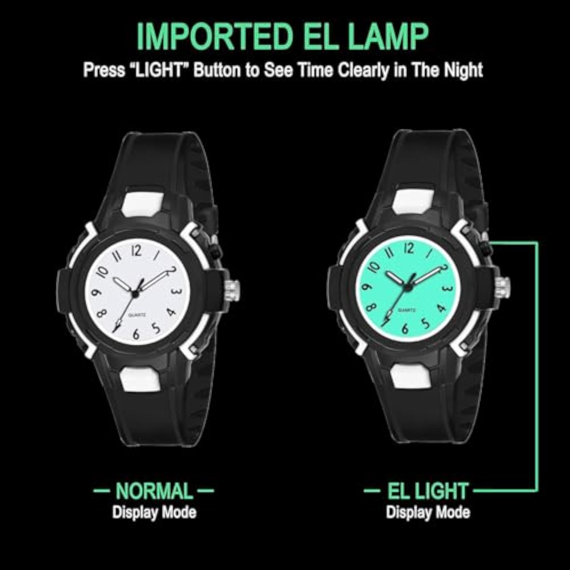 Unisex Green Luminous Analog Kids Watch