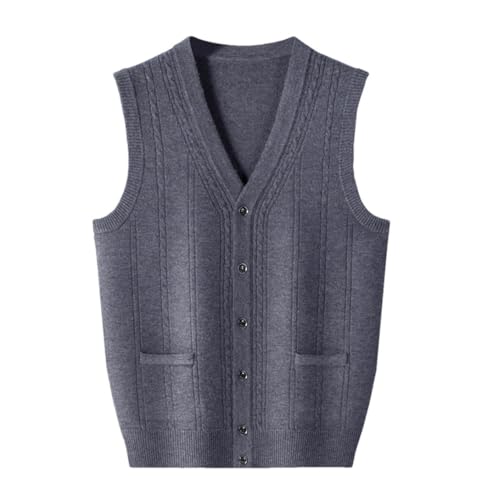 Men's Wool Jacquard Vest Autumn Winter Heavy Knitted Waistcoat Large Size Sleeveless Cardigan