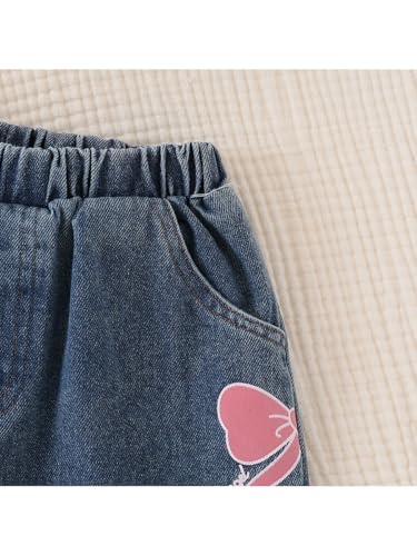 Image of Kids Toddler Girls Summer Clothes Leopard Butterfly Print T-Shirt + Belted Denim Jeans Shorts 3PCS Outfits