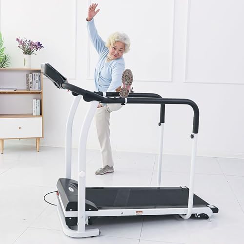 Image of Treadmill, Folding Treadmill, Motorized Treadmill, Walking Treadmill with Long Handrail for Balance, Recovery Fitness Walking Treadmill, with LCD Display, Holder for Cup, 220 lbs Capacity,Black