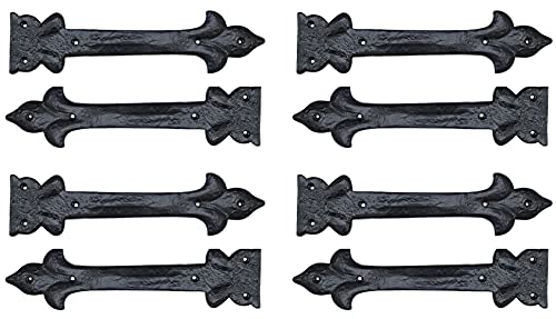 Image of Adonai Hardware Adonijah Antique Cast Iron Strap False or Faux or Dummy Hinge Front (10.40 inch X 8 Pack, Matte Black) for Barn Doors, Gates, Cabinets, Wooden Box, Furniture, Chest, Trunks and Sheds