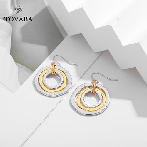 Two Tone Geometric Dangle Earrings for Women Gold and Silver Trendy Drop Earrings Hypoallergenic Lightweight Dangle Earrings2