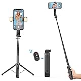 UTEBIT Selfie Stick, Updated 4-Foot Selfie Stick Tripod, 40 inch Extendable Phone Stick, Lightweight Aluminum 6 in 1 Phone Tripod with Remote, Fill Lights Compatible with All Type Cell Phones
