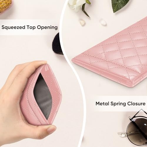 Image of FINTIE Soft Eyeglasses Case with Cleaning Cloth, Portable Squeeze Top Vegan Leather Glasses Pouch, Sunglasses Eyewear Bag