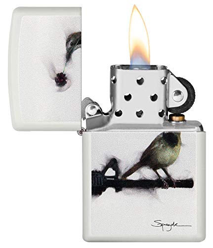 Encendedor Zippo Spazuk pájaro con rosa blanco mate miniatura 3