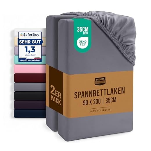 Utopia Bedding - 2er Set Spannbettlaken 90x200cm - Grau - Gebürstete Mikrofaser Spannbetttuch - 35 cm Tiefe Tasche