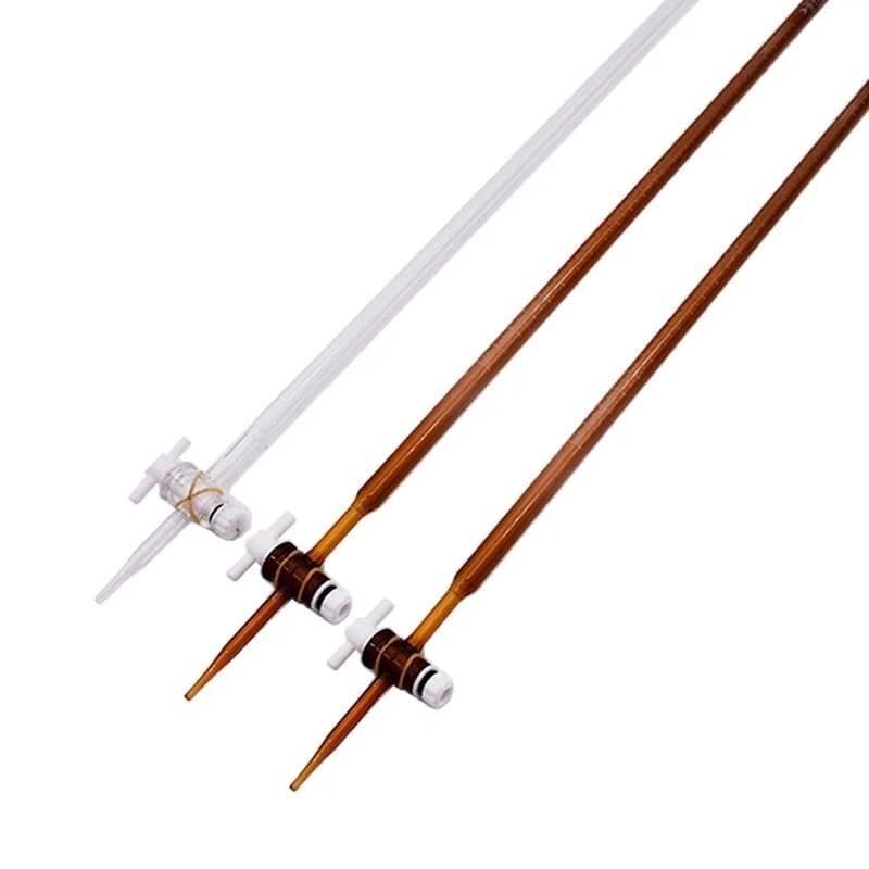 Klass A Borosilikatglas-Bürette - Professionelle graduierte Labortitration, 10ml 25ml 50ml, PTFE-Hahn(Brown alkali 50ml)