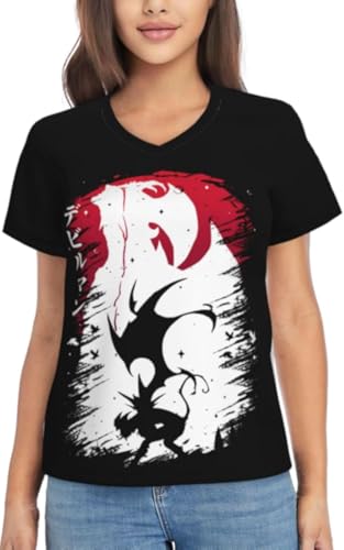 Devilman Crybaby T Shirt Female 3D Printing Summer Tee Comfort V Neck Short Sleeve Shirts(Medium)