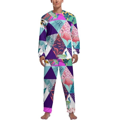 Pyjama homme manche longue oiseaux flamants contre le froid nocturne