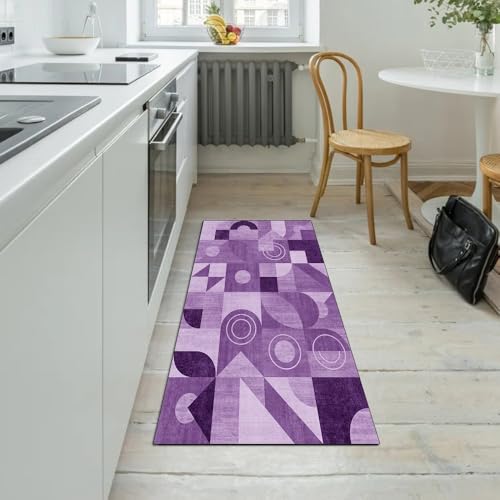 Alfombra pasillo antideslizante morada 60x280 cm transitable lavable para decoración 5
