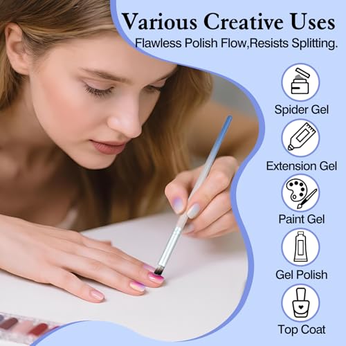 Ombre Nail Brush Set, Wooden Handle Gradient Nail Art Pens for Gel Polish & Acrylic Design, Pack of 7 - Image 5