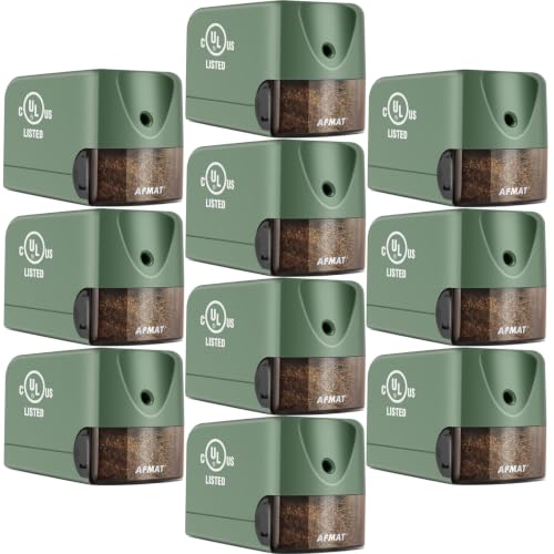AFMAT 10 Pack Electric Pencil Sharpener PS105, Heavy Duty Pencil Sharpener for Classroom, 6.5-8mm No.2/Colored Pencils, UL Listed, 10,000+ Sharpenings for Home, Office, School