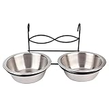 Petmaker Edelstahl-Hundenäpfe zum Aufhängen Hundehütten, 28 x 14 x 6 cm, doppelt hängender Futter- und Wassernapf aus Edelstahl mit Haken Katzen, Hunde, Welpen, Käfige
