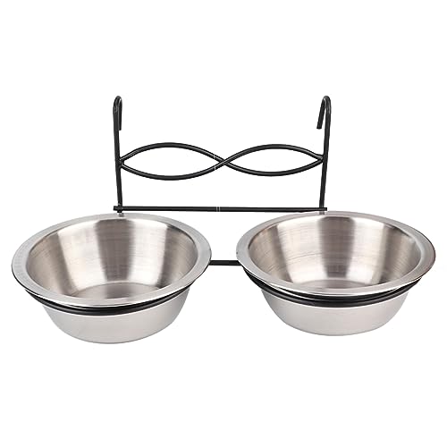 Petmaker Edelstahl-Hundenäpfe zum Aufhängen Hundehütten, 28 x 14 x 6 cm, doppelt hängender Futter- und Wassernapf aus Edelstahl mit Haken Katzen, Hunde, Welpen, Käfige