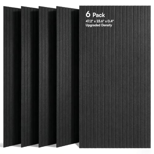 Image of SODOCT 6 Pack Large Acoustic Panels, 47.2 inch X 23.6 inch X 0.4 inch Sound Proof Panels for Walls, High Density Sound Absorbing Panels for Home Studio & Office, Black