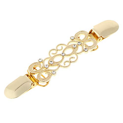 Amagogo Vintage Hollow Flower Lady Dual End Clamp Sweater Strickjacke Hemd Kragenclip - Gold, m Cover