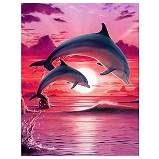 Diamantmålning Dolphin Animals DIY Diamond Rhinestone Painting Kits för vuxna och nybörjare Diamond Arts Craft heminredning (16x20 tum)