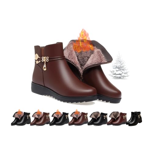 Women Winter Warm Low Block Heel Snow Booties - Women's